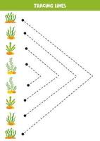 rastreamento linhas para crianças. desenho animado mar ervas daninhas. vetor