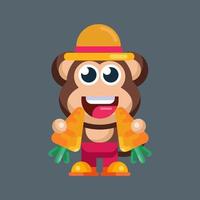 engraçado desenho animado sorridente macaco personagem plano Projeto ilustração mascote logotipo vetor