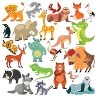 conjunto do engraçado animais, pássaros e répteis a partir de todos sobre a mundo. mundo fauna. para alfabeto. vetor ilustração