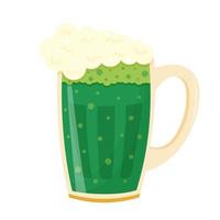 caneca do verde Cerveja com espuma isolado em branco. santo patricks dia feriado símbolo. vetor