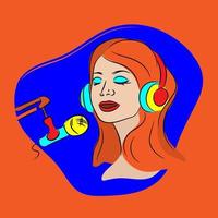 podcast transmissão música Internet conectados vetor ilustração conjunto