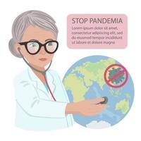 Pare pandemia mundo praticante médico vetor ilustração conjunto