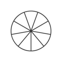 círculo dividido dentro 9 segmentos. torta ou pizza volta forma cortar dentro nove igual fatias dentro esboço estilo. simples o negócio gráfico vetor