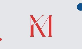 letras do alfabeto, iniciais do monograma, logotipo km, mk, k e m vetor