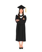 graduado aluna ilustração, fêmea Alto escola graduado dentro mortarboard vetor