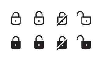 trava ícones definir. cadeado placa e símbolo. trava ícone vetor adequado para segurança sistema ui ux.