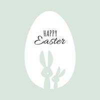 dois fofa Páscoa coelhos dentro uma grande ovo e a inscrição feliz Páscoa vetor
