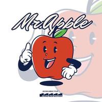 vetor vintage retro mascote personagem logotipo uma maçã