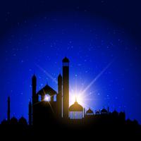 Silhuetas de Mesquita contra o céu noturno vetor