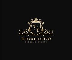 inicial yt carta luxuoso marca logotipo modelo, para restaurante, realeza, butique, cafeteria, hotel, heráldico, joia, moda e de outros vetor ilustração.