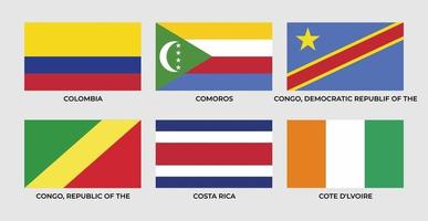 bandeira da colômbia, comores, congo, república democrática do congo, costa rica, costa do marfim vetor