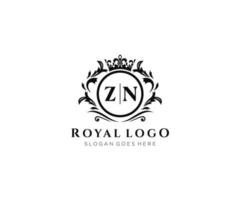inicial zn carta luxuoso marca logotipo modelo, para restaurante, realeza, butique, cafeteria, hotel, heráldico, joia, moda e de outros vetor ilustração.