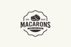 macarons logotipo dentro vintage estilo para qualquer negócios, especialmente confeitaria, padaria, cafeteria, etc. vetor
