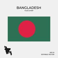 mapa e bandeira de bangladesh vetor