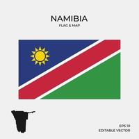 mapa e bandeira da namíbia vetor