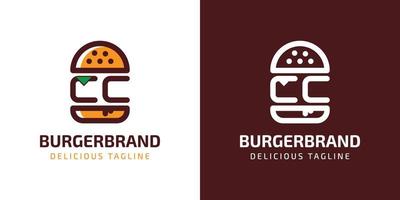 carta cc hamburguer logotipo, adequado para qualquer o negócio relacionado para hamburguer com c ou cc iniciais. vetor