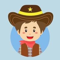 avatar do uma americano cowboys personagem vetor