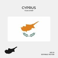 mapa e bandeira de Chipre vetor