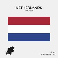 mapa e bandeira da holanda vetor