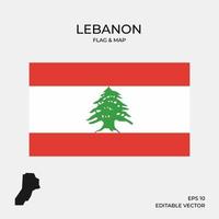 bandeira e mapa do líbano vetor