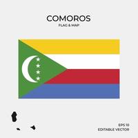 bandeira e mapa de comores vetor