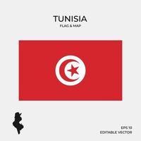 bandeira e mapa da tunísia vetor