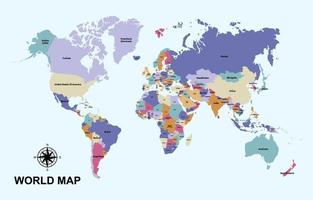 mundo mapa com país nome fundo conceito vetor