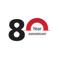 ano aniversário logotipo vetor modelo design ilustração branco e vermelho