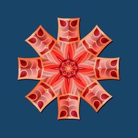 este é um padrão poligonal. esta é uma mandala geométrica vermelha. teste padrão floral asiático. vetor