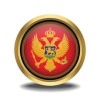 Montenegro bandeira círculo forma botão vidro dentro quadro, Armação dourado vetor
