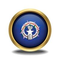 norte Marianas bandeira círculo forma botão vidro dentro quadro, Armação dourado vetor