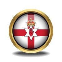 norte Irlanda bandeira círculo forma botão vidro dentro quadro, Armação dourado vetor