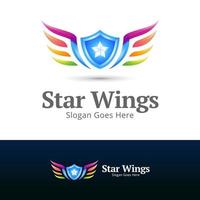 design de conceito de logotipo moderno multicolor star wings vetor