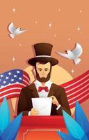 Abraão Lincoln lendo uma discurso texto vetor