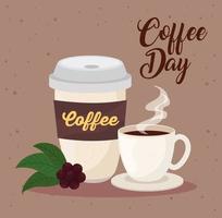 pôster do dia internacional do café com xícaras de café vetor
