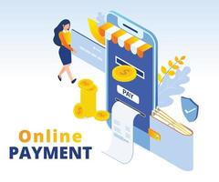 conceito de pagamento online design isométrico