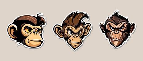macaco desenho animado personagem adesivo vetor
