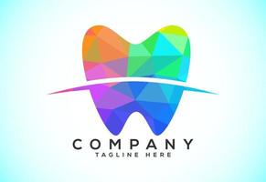 poligonal dente dental logotipo. baixo poli estilo dental clínica logotipo vetor ilustração.