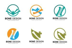logotipo do osso, vetor de cuidados com os ossos e medicina óssea, hospital, saúde