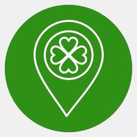 ícone localização PIN com trevo. st. patrick's dia celebração elementos. ícones dentro verde estilo. Boa para impressões, cartazes, logotipo, festa decoração, cumprimento cartão, etc. vetor