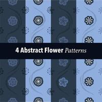 4 padrões abstratos de flores definidos vetor