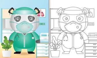 livro de colorir para crianças com uma ilustração do personagem panda fofo vetor