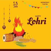 ilustração em vetor de um plano de fundo para o modelo de feriado feliz lohri para o festival de punjabi.