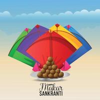 festival indiano makar sankranti com belas pipas vetor