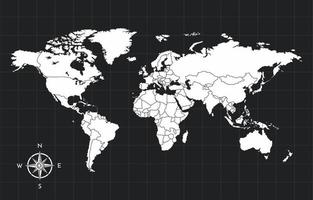 mundo mapa branco em Preto cor fundo vetor