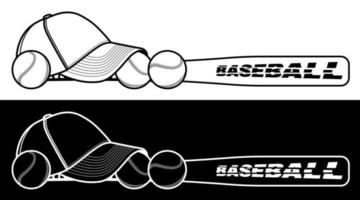 Esportes de madeira beisebol bastão, bolas e beisebol boné em branco fundo. esporte Projeto elemento, rede bandeira para competições. vetor