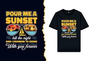 verão pôr do sol vetor camiseta Projeto ilustração para uma de praia Festa. tipografia de praia brilho do sol camisa com Palma árvores e período de férias conceito retro cor estilo vintage impressão em camisa modelo.