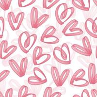 de fundo padrão de dia dos namorados sem costura com coração de doodle de caneta marca-texto rosa vetor