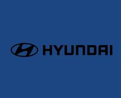 Hyundai marca logotipo carro símbolo com nome Preto Projeto sul coreano automóvel vetor ilustração com azul fundo