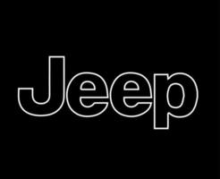 jipe marca logotipo carro símbolo nome branco Projeto EUA automóvel vetor ilustração com Preto fundo